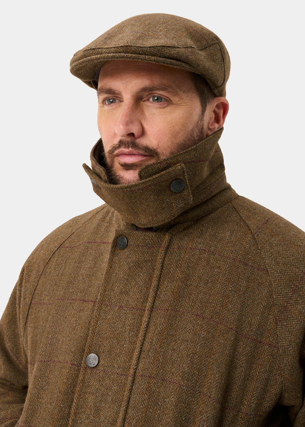 Rutland Men's Tweed Waterproof Shooting Coat in Birch -  Regular Fit