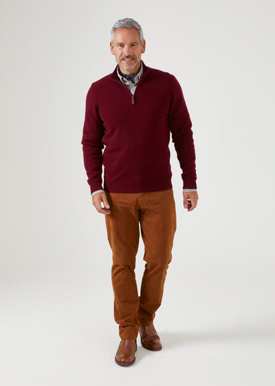 lambswool-quarter-zip-jumper-bordeaux