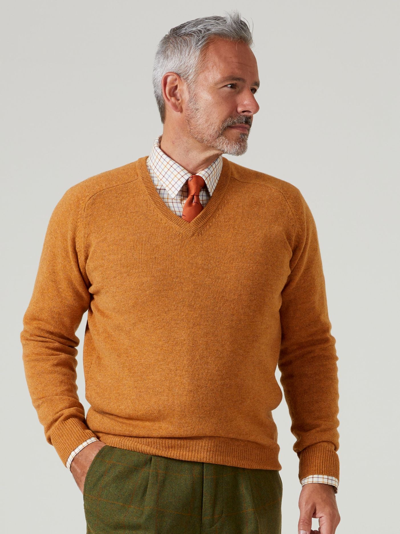 Jersey de hombre Streetly con cuello en V en Gazelle - Corte clásico